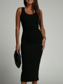 Rochie midi mulata cu bretele - Negru - Magazin online - Boutique